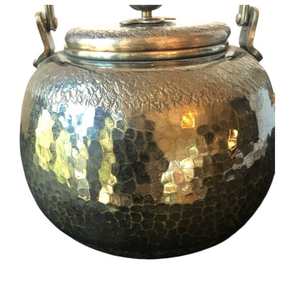 Japanese Vintage Hammered Silver Teapot With Makers Mark & Wicker Handle - Picture 6 of 11